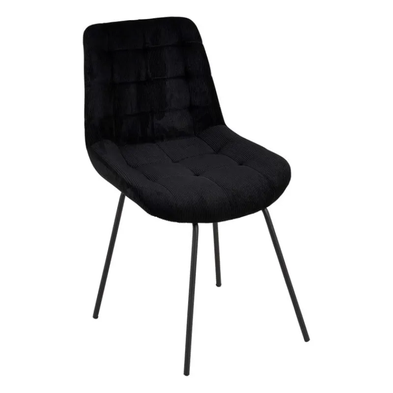 Xenos Eetkamerstoelen-Eetkamerstoel ribstof - zwart - 84x52x52cm