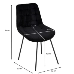 Xenos Eetkamerstoelen-Eetkamerstoel ribstof - zwart - 84x52x52cm