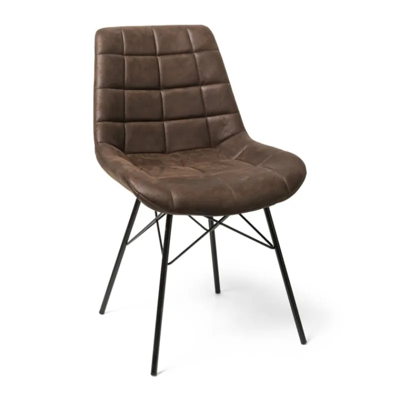 Xenos Eetkamerstoelen-Eetkamerstoel suedine - bruin - 81x52x57 cm