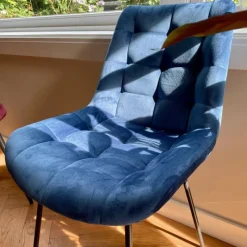 Xenos Eetkamerstoelen-Eetkamerstoel velvet - donkerblauw - 79x50x44 cm