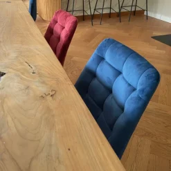 Xenos Eetkamerstoelen-Eetkamerstoel velvet - donkerblauw - 79x50x44 cm
