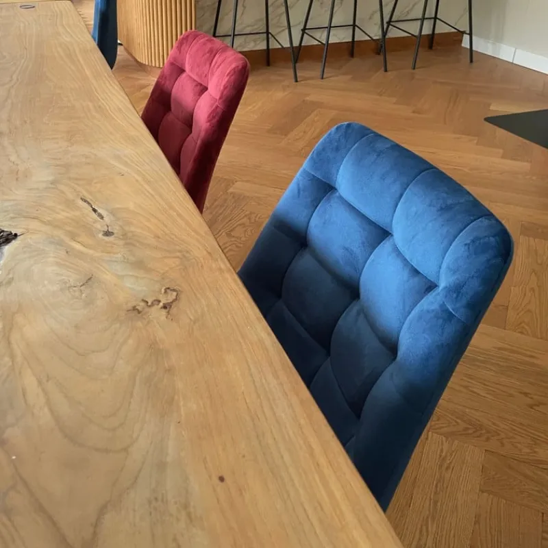 Xenos Eetkamerstoelen-Eetkamerstoel velvet - donkerblauw - 79x50x44 cm