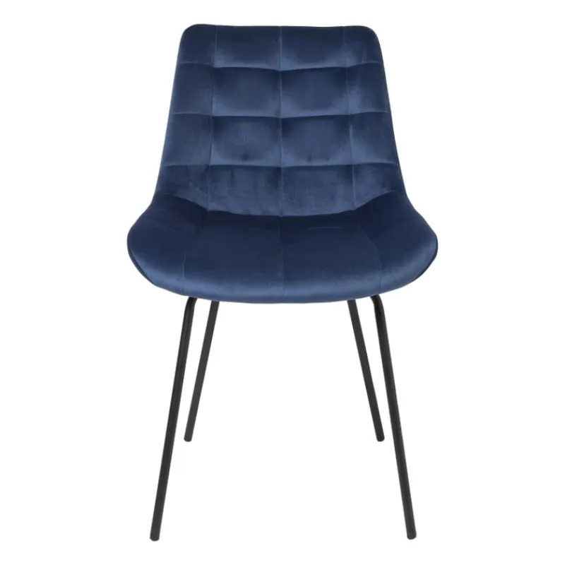 Xenos Eetkamerstoelen-Eetkamerstoel velvet - donkerblauw - 79x50x44 cm