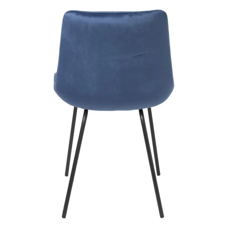 Xenos Eetkamerstoelen-Eetkamerstoel velvet - donkerblauw - 79x50x44 cm
