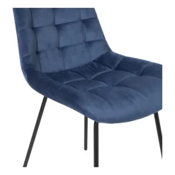 Xenos Eetkamerstoelen-Eetkamerstoel velvet - donkerblauw - 79x50x44 cm