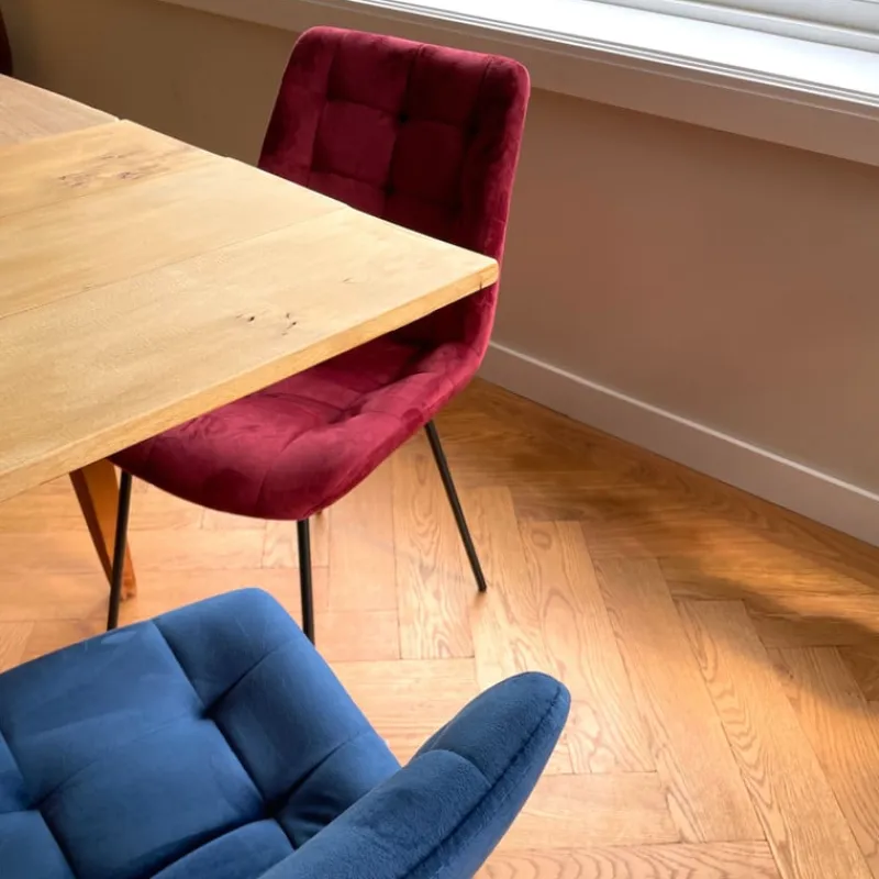 Xenos Eetkamerstoelen-Eetkamerstoel velvet - donkerblauw - 79x50x44 cm