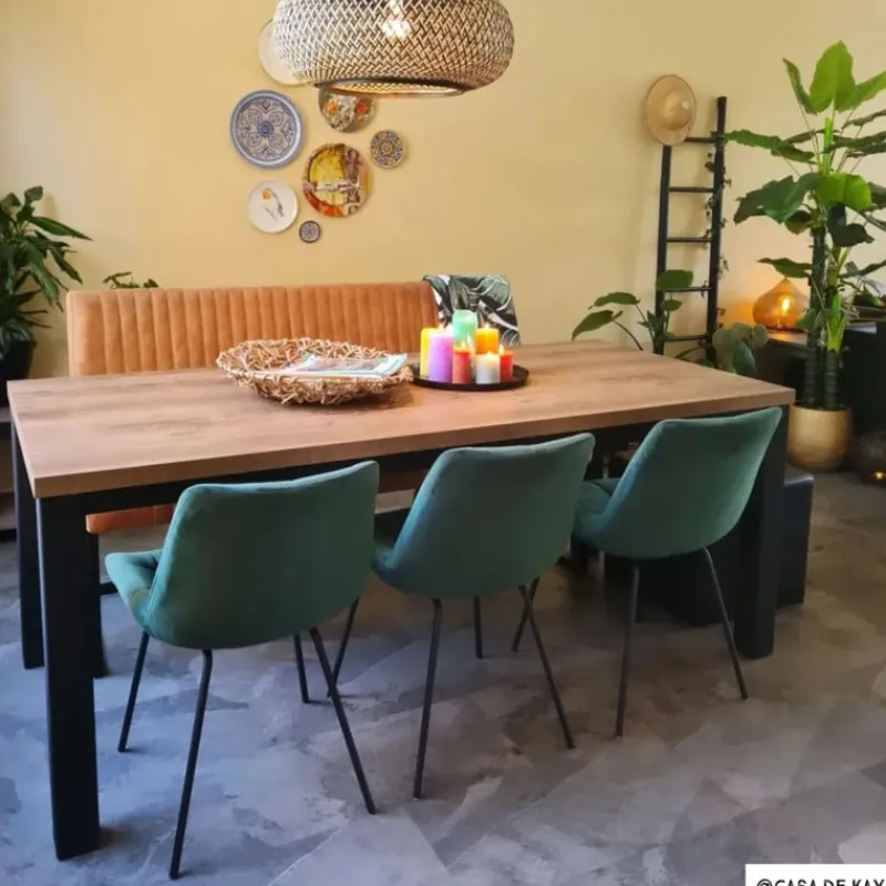 Xenos Eetkamerstoelen-Eetkamerstoel velvet - donkergroen - 79x50x44 cm