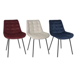 Xenos Eetkamerstoelen-Eetkamerstoel velvet - rood - 79x50x44 cm