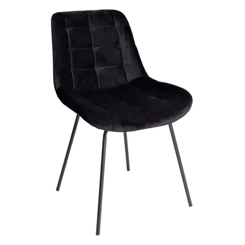 Xenos Eetkamerstoelen-Eetkamerstoel velvet - zwart - 79x50x44 cm