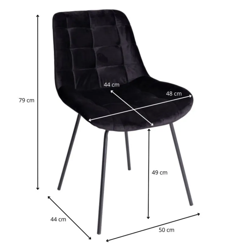 Xenos Eetkamerstoelen-Eetkamerstoel velvet - zwart - 79x50x44 cm