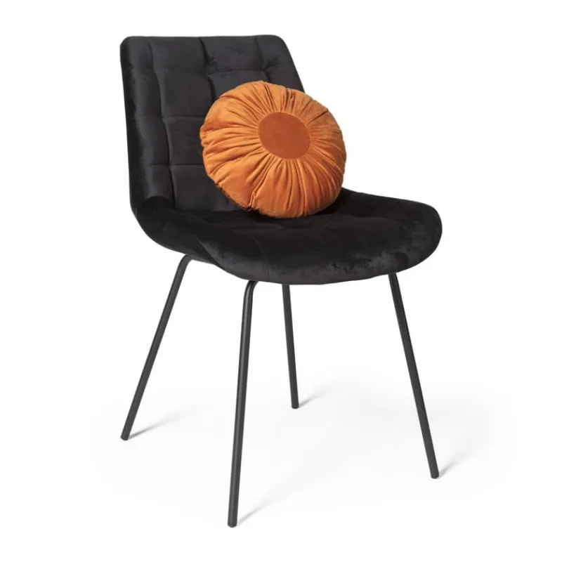 Xenos Eetkamerstoelen-Eetkamerstoel velvet - zwart - 79x50x44 cm
