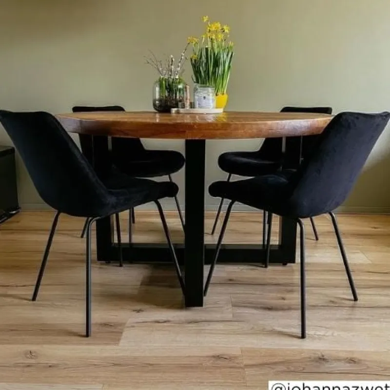 Xenos Eetkamerstoelen-Eetkamerstoel velvet - zwart - 79x50x44 cm