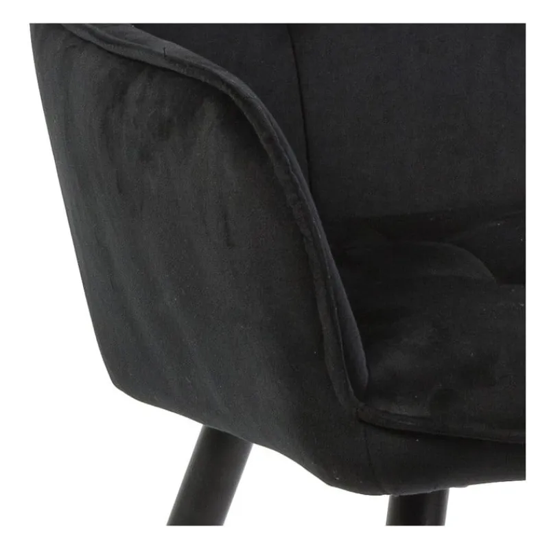Xenos Eetkamerstoelen-Eetkamerstoel velvet met armleuning - zwart - 87x56.5x43 cm