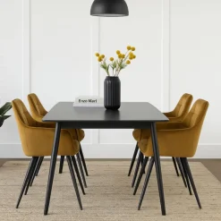Xenos Eetkamerstoelen-Eetkamerstoel velvet met armleuning - oker - 87x56.5x43 cm