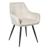 Xenos Eetkamerstoelen-Eetkamerstoel velvet met armleuning - beige - 87x56.5x43 cm