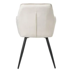 Xenos Eetkamerstoelen-Eetkamerstoel velvet met armleuning - beige - 87x56.5x43 cm