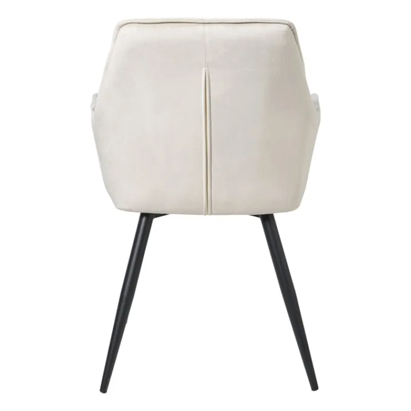 Xenos Eetkamerstoelen-Eetkamerstoel velvet met armleuning - beige - 87x56.5x43 cm