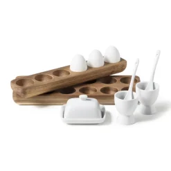 Xenos Eierdopjes|Kerstcadeaus-Eiertray hout - voor 12 eieren