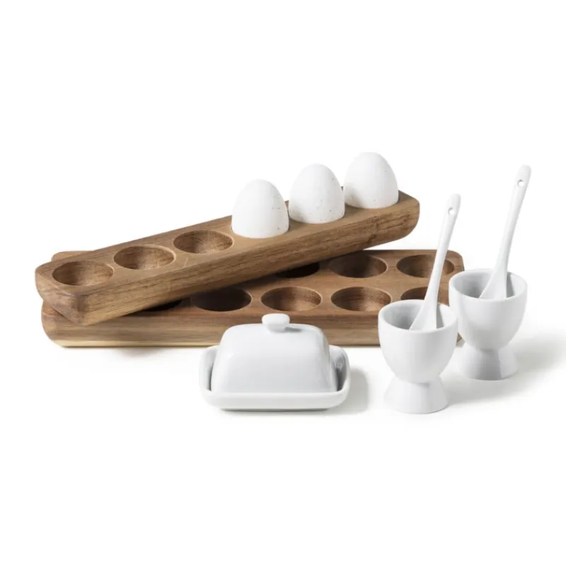 Xenos Eierdopjes|Kerstcadeaus-Eiertray hout - voor 12 eieren