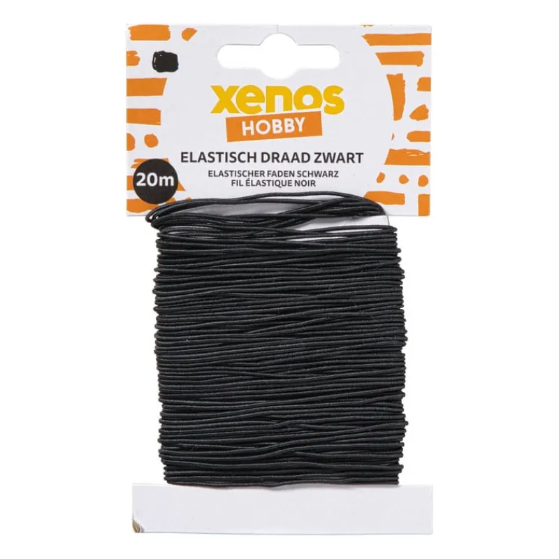 Xenos Knutselspullen-Elastisch draad - zwart - 20 meter
