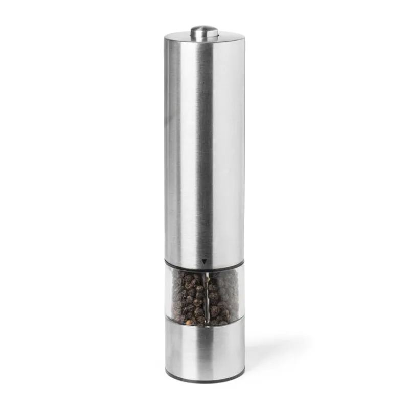Xenos Keukengerei-Elektrische peper/zout molen - zilverkleurig - ø5.3x22.5 cm