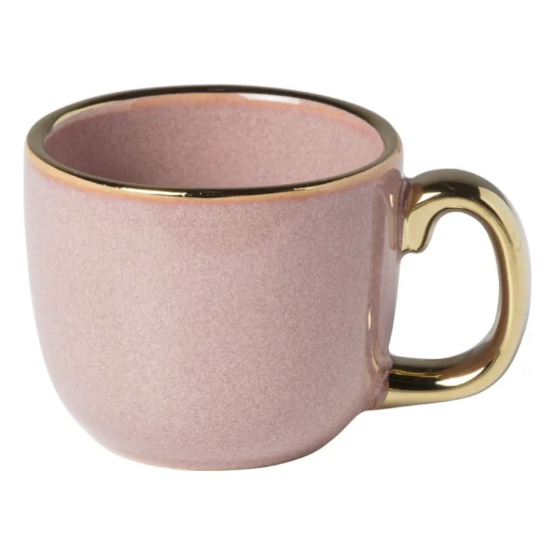 Xenos Mokken|Kerstcadeaus-Espressomokje met gouden rand - roze - 80 ml