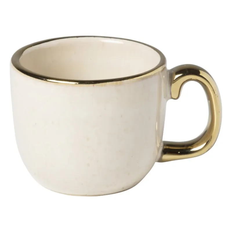 Xenos Mokken|Kerstcadeaus-Espressomokje met gouden rand - beige - 80 ml