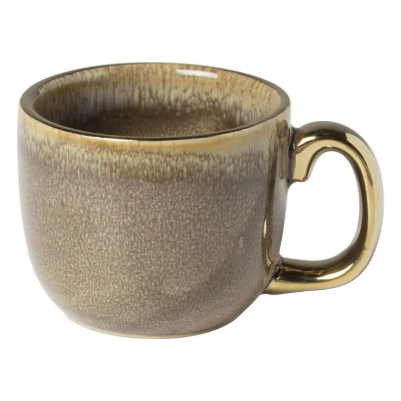 Xenos Mokken|Kerstcadeaus-Espressomokje met gouden rand - bruin - 80 ml