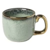 Xenos Mokken|Kerstcadeaus-Espressomokje met gouden rand - groen - 80 ml