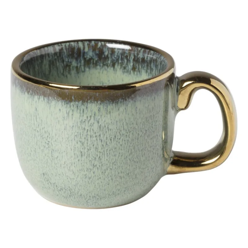 Xenos Mokken|Kerstcadeaus-Espressomokje met gouden rand - groen - 80 ml
