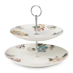 Xenos Etagères-Etagere bloemen en vlinder - multikleur - 25 cm