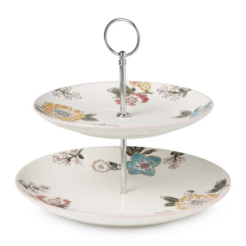 Xenos Etagères-Etagere bloemen en vlinder - multikleur - 25 cm