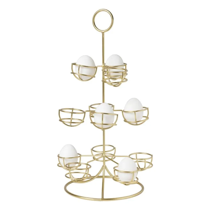 Xenos Etagères|Eierdopjes-Etagere voor eieren - goud - 22x22x40,5 cm
