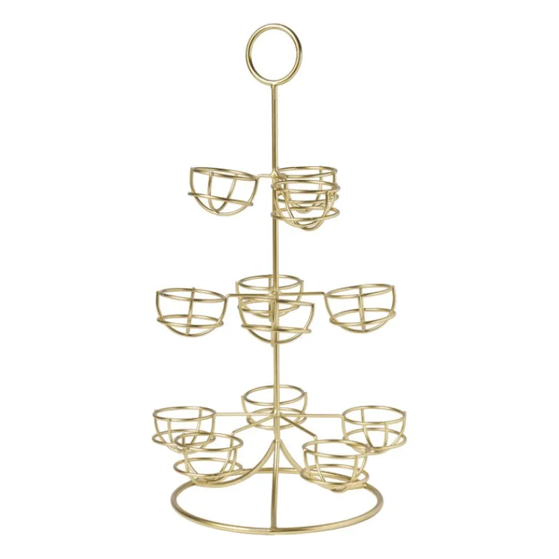 Xenos Etagères|Eierdopjes-Etagere voor eieren - goud - 22x22x40,5 cm