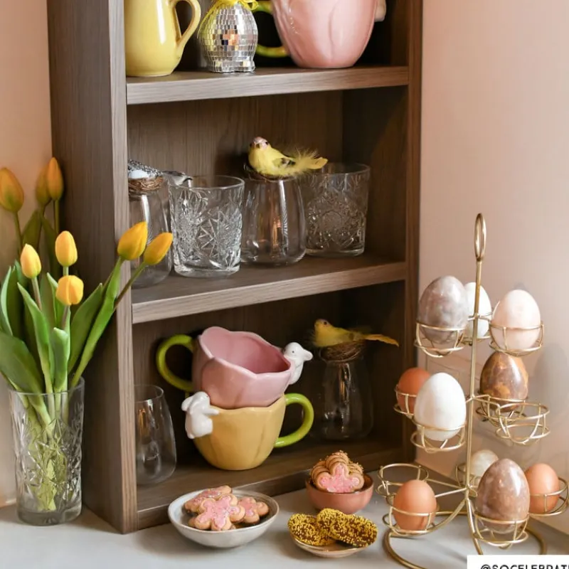 Xenos Etagères|Eierdopjes-Etagere voor eieren - goud - 22x22x40,5 cm