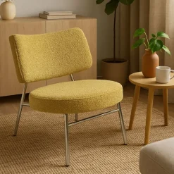 Xenos Fauteuils-Fauteuil Amber - geel/zilverkleurig - 71.5x63x70.5 cm
