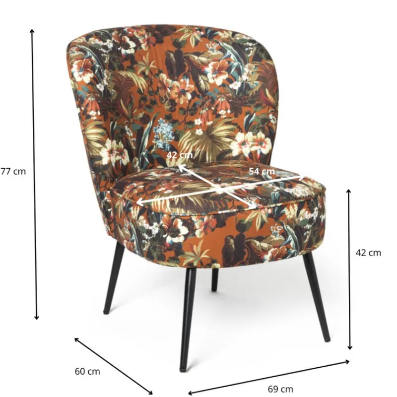 Xenos Fauteuils-Fauteuil Frida - gebloemd - 77x69x60 cm
