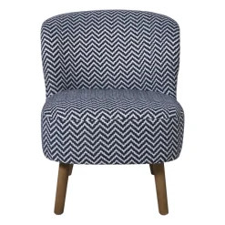 Xenos Fauteuils-Fauteuil zigzag - blauw/wit - 69x66x56 cm