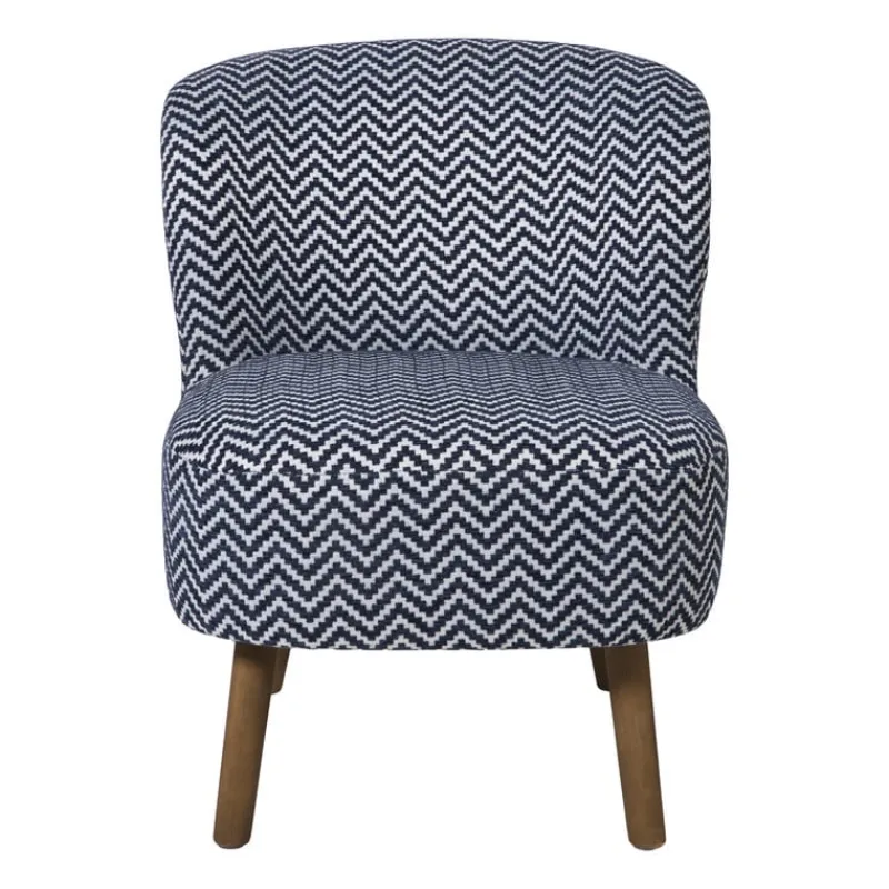 Xenos Fauteuils-Fauteuil zigzag - blauw/wit - 69x66x56 cm