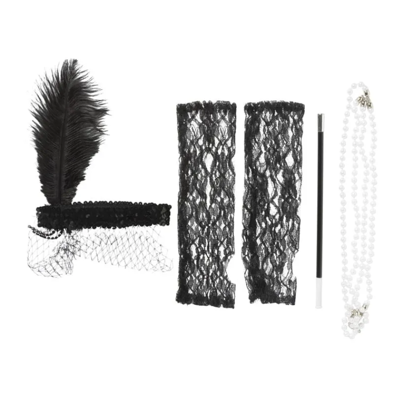 Xenos Verkleedaccessoires-Feestset Charleston met accessoires - set van 5
