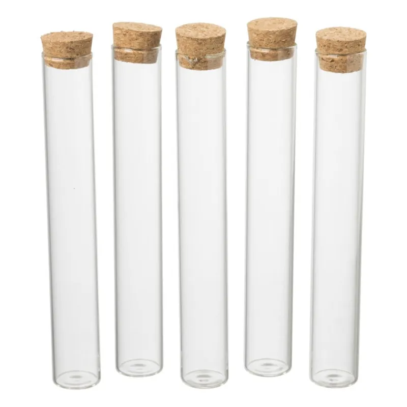 Xenos Knutselspullen-Flesjes met kurk - set van 5 - 15 cm
