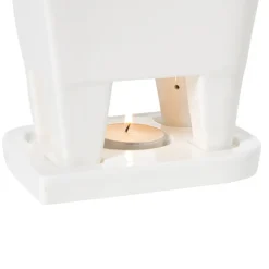 Xenos Fondue-Fondue set met 4 vorken - wit - 20x12x10.5 cm
