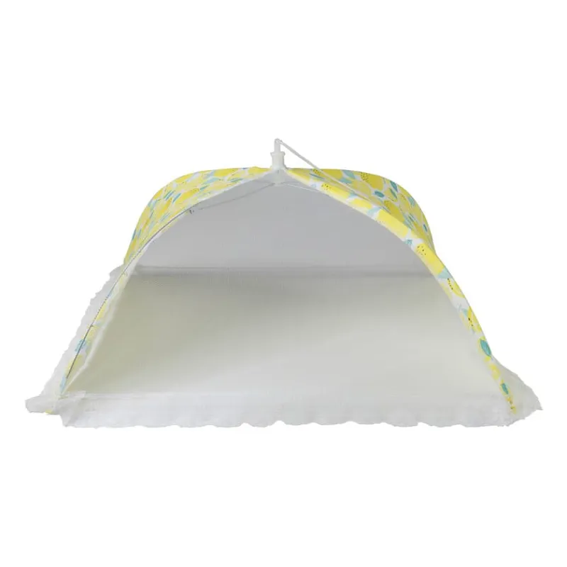 Xenos Foodcovers|Buitenservies-Foodcover citroen - geel/wit - 45x45 cm