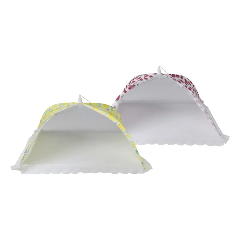 Xenos Foodcovers|Buitenservies-Foodcover citroen - geel/wit - 45x45 cm