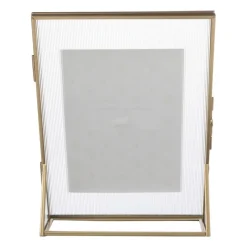 Xenos Fotolijsten-Fotolijst geribbeld glas - 25x18x7 cm - goudkleurig