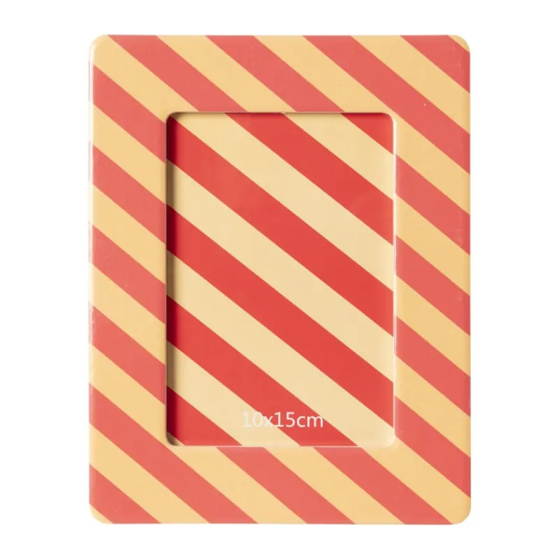 Xenos Fotolijsten-Fotolijst streep - roze/oranje - 10x15 cm