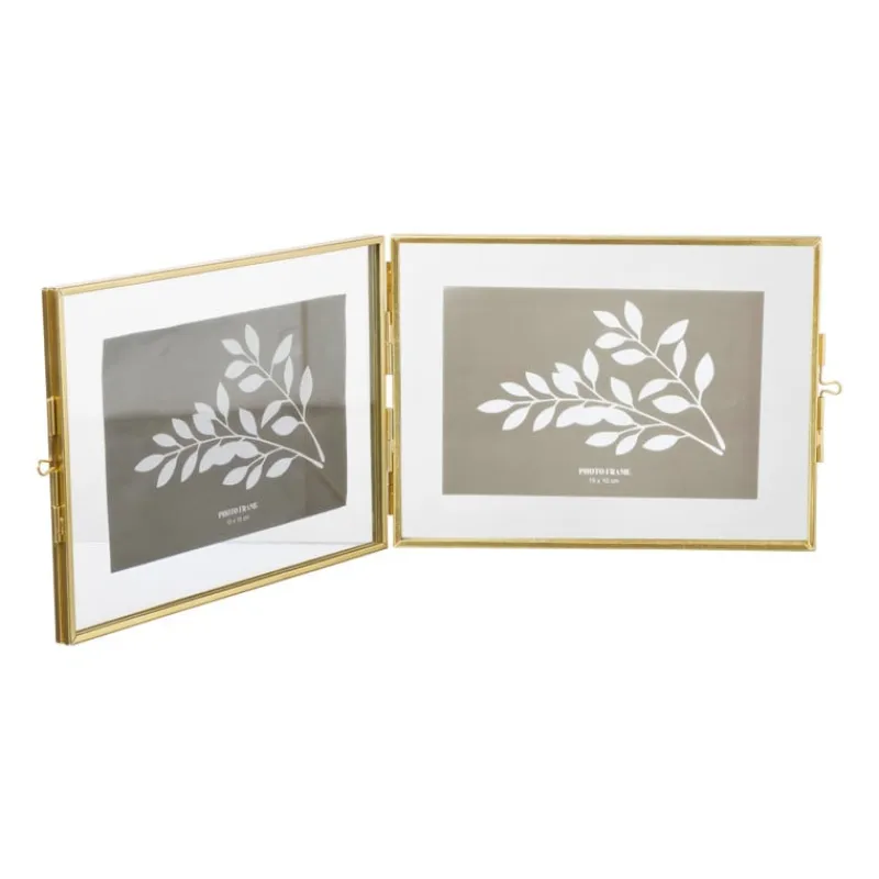 Xenos Fotolijsten-Fotolijst tweeluik - goudkleurig - 15x20x2 cm