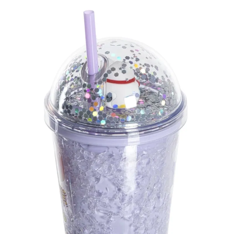 Xenos Kinderservies|Kerstcadeaus-Funny beker kat - paars - 450 ml