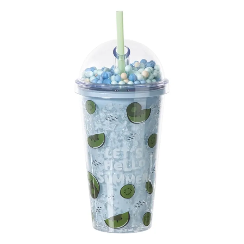 Xenos Kinderservies|Kerstcadeaus-Funny beker kiwi - blauw - 450 ml