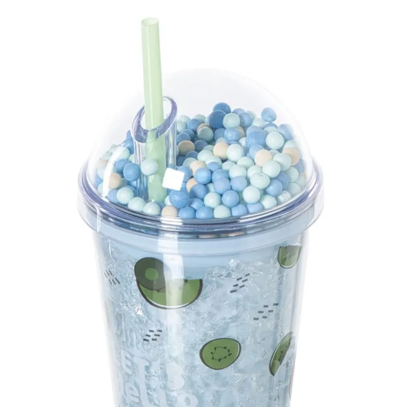 Xenos Kinderservies|Kerstcadeaus-Funny beker kiwi - blauw - 450 ml